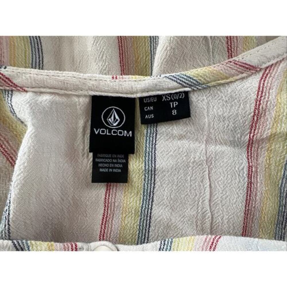 Volcom Women's Ruffled Tropical Stripe Island Cami‎ Tank Size XS NEW - Picture 10 of 13